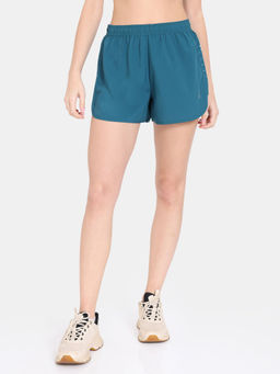 Zivame - Zelocity Quick Dry Mid Rise Shorts - Sea Green