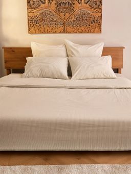 Unalome - Classic Stripe 200 Tc Single Fitted Bedsheet with Two Pillow Covers