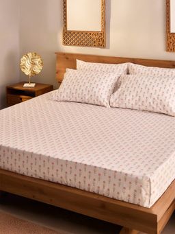 Unalome - Coral Charm 200 Tc Flat Bedsheet with Two Pillow Covers
