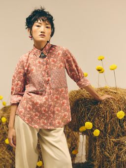 Prakriti Jaipur - Orange Floral Print Button Shirt