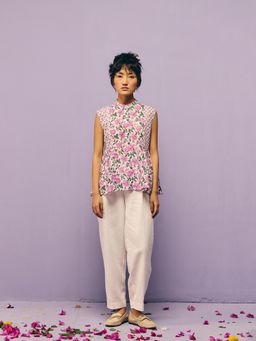 Prakriti Jaipur - Floral Print Sleeveless Panel Shirt