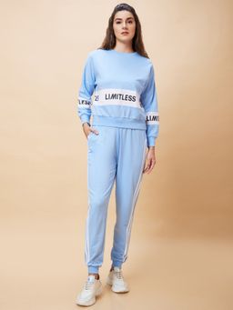 Globus - Women Blue Printed Casual Co-Ord Set with Sweatshirt and Jogger (Set of 2)