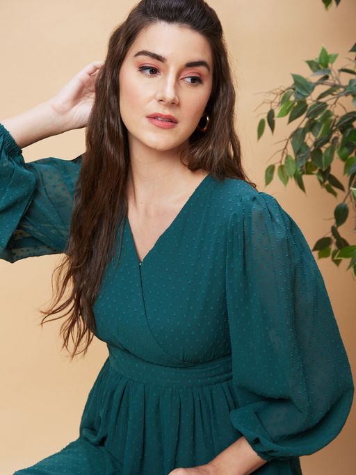 slim fit dress slacks Dark Green Satin Fit & Flare Dress main image 1