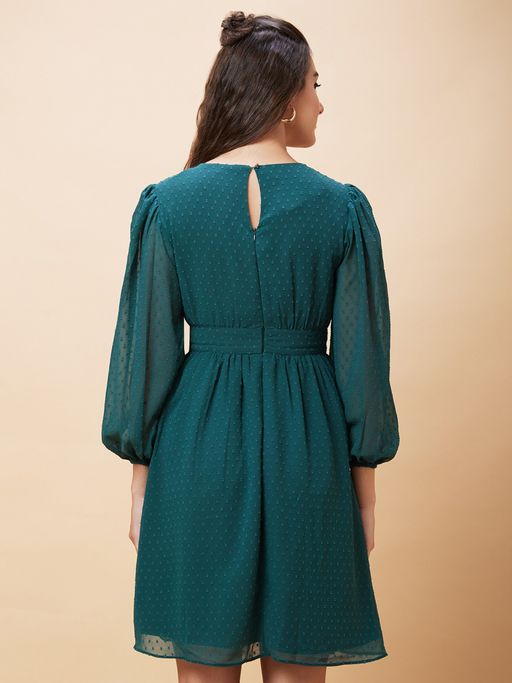 slim fit dress slacks Buy Dark Green Fit & Flare Dress For Women Online in India main image 0