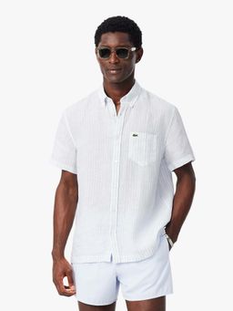 Lacoste - Men Blue Linen Stripes Shirt