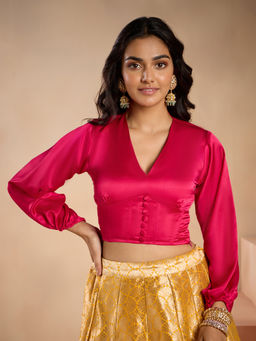 Gajra Gang - Dreamy Drapes Fuchsia Modal Satin Corset Top GGTOP11