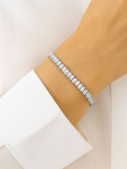 I Jewels - Stylish Rose Gold Plated Cubic Zirconia American Diamond Adjustable Bracelet for Women