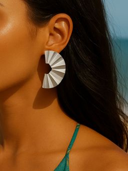 I Jewels - Silver Toned Statement Stud Earrings