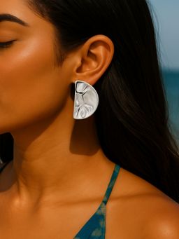 I Jewels - Silver Toned Statement Stud Earrings