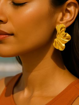 I Jewels - Silver Toned Statement Floral Stud Earrings