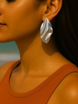 I Jewels - Silver Toned Statement Drop Earrings