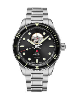 Swiss Military by Chrono - Men Swiss Made Automatic Black Dial Analog Watch (SMA34106.11) (M)