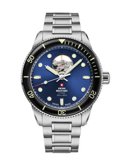 Swiss Military by Chrono - Men Swiss Made Automatic Navy Blue Dial Analog Watch (SMA34106.12) (M)