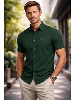 Parcel Yard - Men Green Cotton Blend Solid Shirt