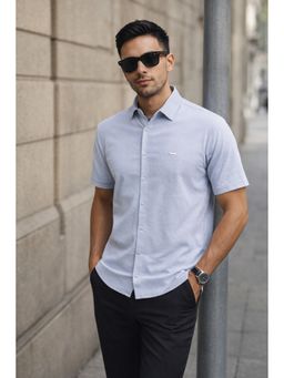 Parcel Yard - Men Grey Cotton Blend Solid Shirt