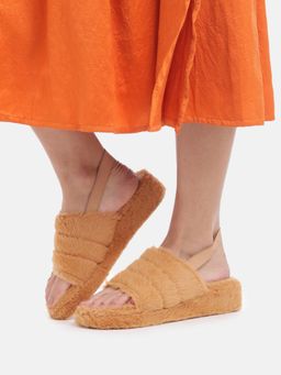 Zori World - Coco - Brown Faux Fur Flatform Sandal