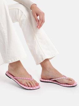 Zori World - Hawaii - Checkered Pink Flats