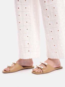 Zori World - Mocha - Tan With Bow Flats