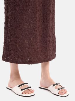 Zori World - Mocha - White With Bow Flats