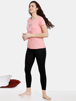 Zivame - Reindeer Knit Cotton Top - Icing - Pink