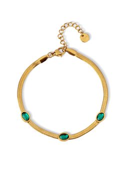 Palmonas - Emerald Aura Oval Charm Bracelet For Women - Waterproof And Anti-Tarnish