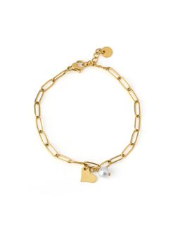 Palmonas - Love And Heart Pearl Charm Bracelet For Women - Waterproof And Anti-Tarnish