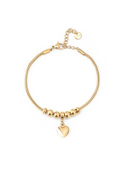 Palmonas - Bold Bead Heart Charm Bracelet For Women - Waterproof And Anti-Tarnish