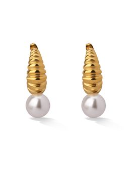 Palmonas - Rope Twist Pearl Orb Hoop Earring For Women - Waterproof And Anti-Tarnish