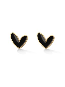 Palmonas - Mini Noir Heart Stud Earring For Women - Waterproof And Anti-Tarnish