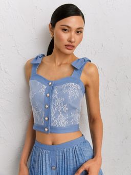 Pomelo - Madeline Lace Cami Top - Blue