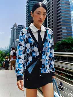Pomelo - Novel Printed Cardigan - Multi-Color