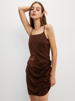 Pomelo - Ruched Cami Mini Dress - Brown