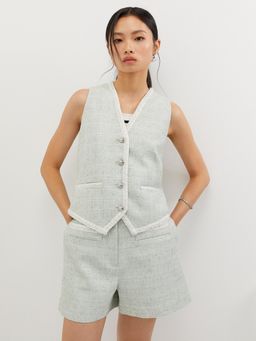 Pomelo - Tweed Top with Trim - Green