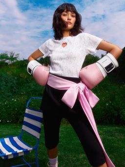 Pomelo - Heart Cut Out Crop T-shirt - White