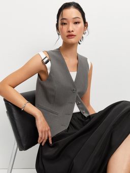 Pomelo - Striped Top - Light Grey