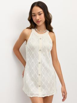 Pomelo - Floral Bow Tie Dress - White