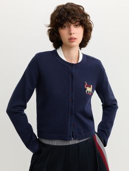 Pomelo - Embroidered Cardigan - Navy