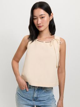 Pomelo - Tie Front Crop Top - Nude