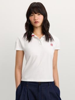 Pomelo - Embroidered Polo T-Shirt - White
