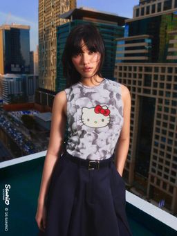 Pomelo - Hello Kitty Apple Print Tank Top - Black