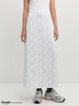 Pomelo - Hello Kitty Bow Print Maxi Skirt - White