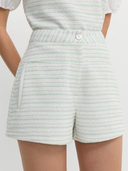 Pomelo - Tweed Stripe Shorts - Light Green