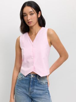 Pomelo - Eyelet Waist Top - Pink