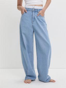 Pomelo - Layered Denim Pants - Blue