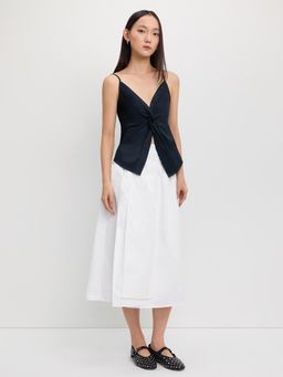 Pomelo - Twist-Front Button Top - Navy