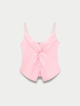 Pomelo - Twist-Front Button Top - Pink