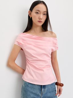 Pomelo - Off-Shoulder Ruched Top - Pink