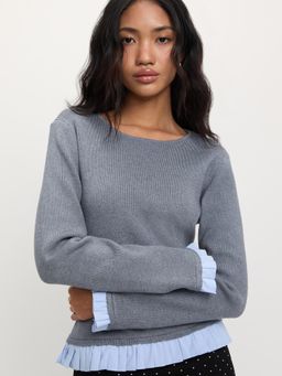 Pomelo - Knitted Layered Top - Mid Grey