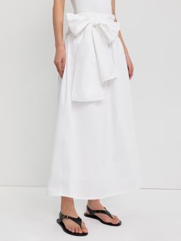 Pomelo - Long Bow Midi Skirt - White