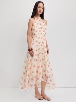 Pomelo - Floral Halter Midi Dress - Ivory